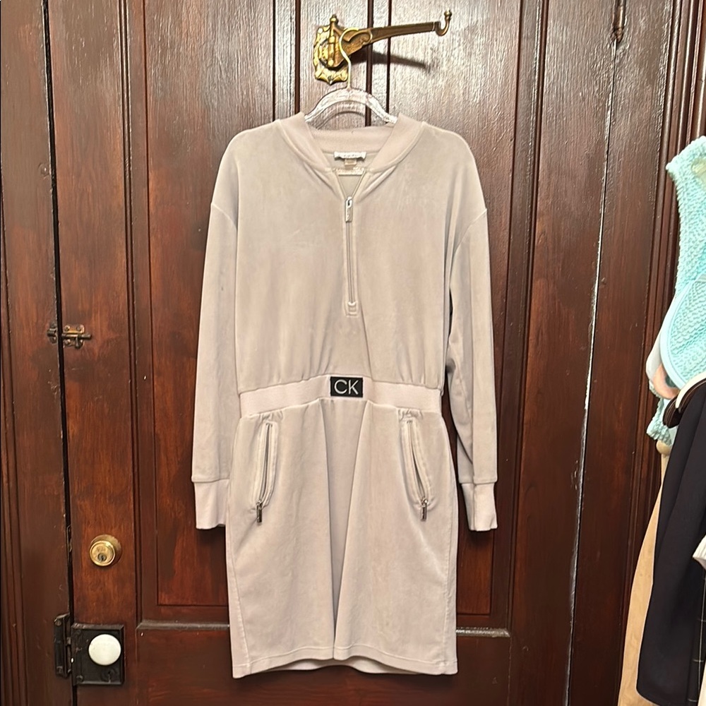 Calvin Klein Long Sleeve Gray Dress